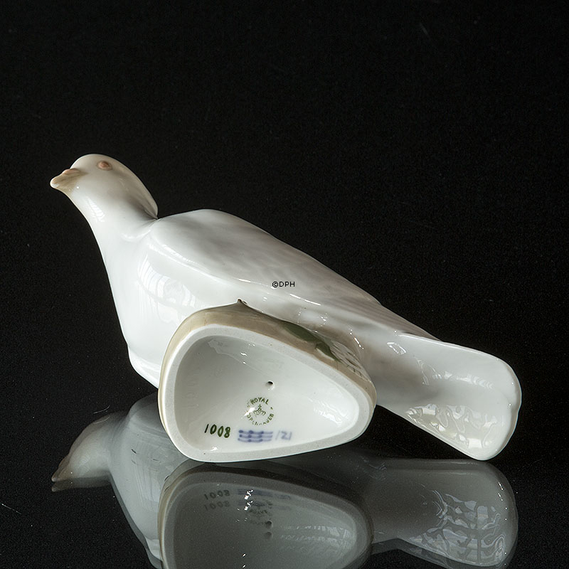 Hvid Due, Royal Copenhagen fugle figur nr. 1008, Meget sjælden (1894-1922)
