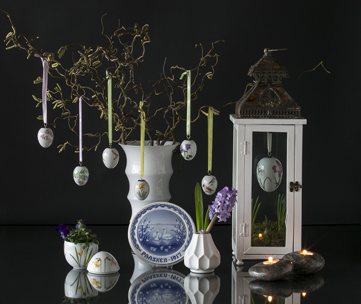 Påskeæg med krokus og silkehale, 2 stk, Royal Copenhagen påskeæg 2017