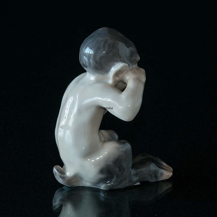 Faun Grædende, siddende, MEGET Sjælden, Royal Copenhagen figur nr. 1061