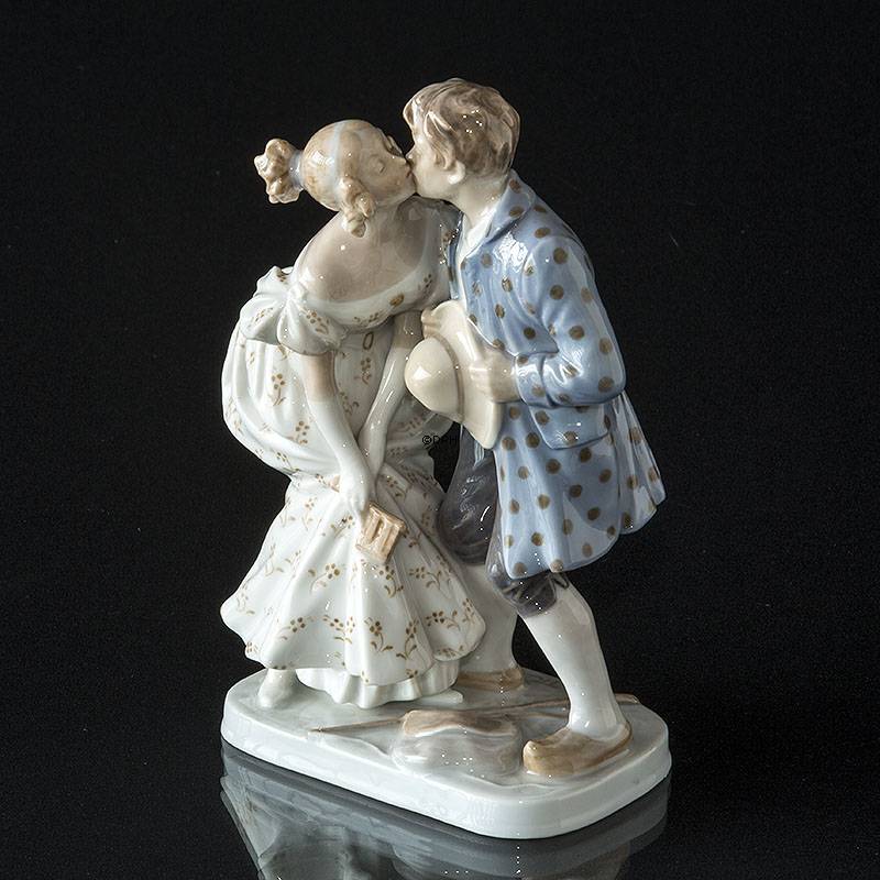 Prinsessen og Svinedrengen med pedestal, Royal Copenhagen figur nr. 1114 (Unica - signeret Privat)