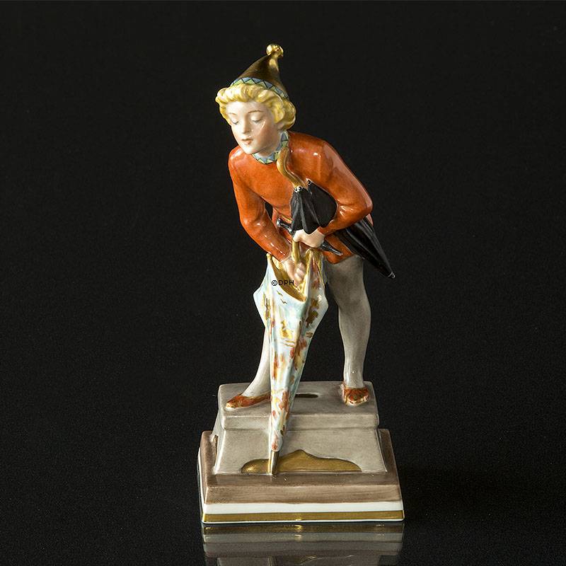 Ole Lukøje, Dreng med paraply, Overglasur, Royal Copenhagen figur nr. 1129