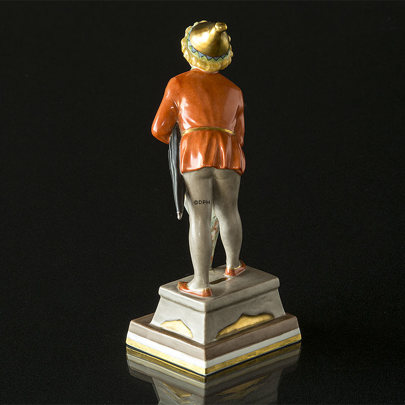 Ole Lukøje, Dreng med paraply, Overglasur, Royal Copenhagen figur nr. 1129