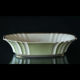 Oblong bowl with green decoration outside, Royal Copenhagen No. 1210-3384