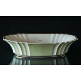 Oblong bowl with green decoration outside, Royal Copenhagen No. 1210-3384