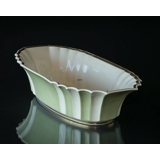 Oblong bowl with green decoration outside, Royal Copenhagen No. 1210-3384