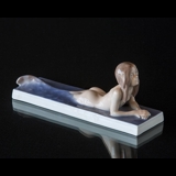 Mermaid in water looking longingly, Royal Copenhagen figurine no. 1212