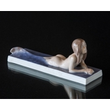 Mermaid in water looking longingly, Royal Copenhagen figurine no. 1212