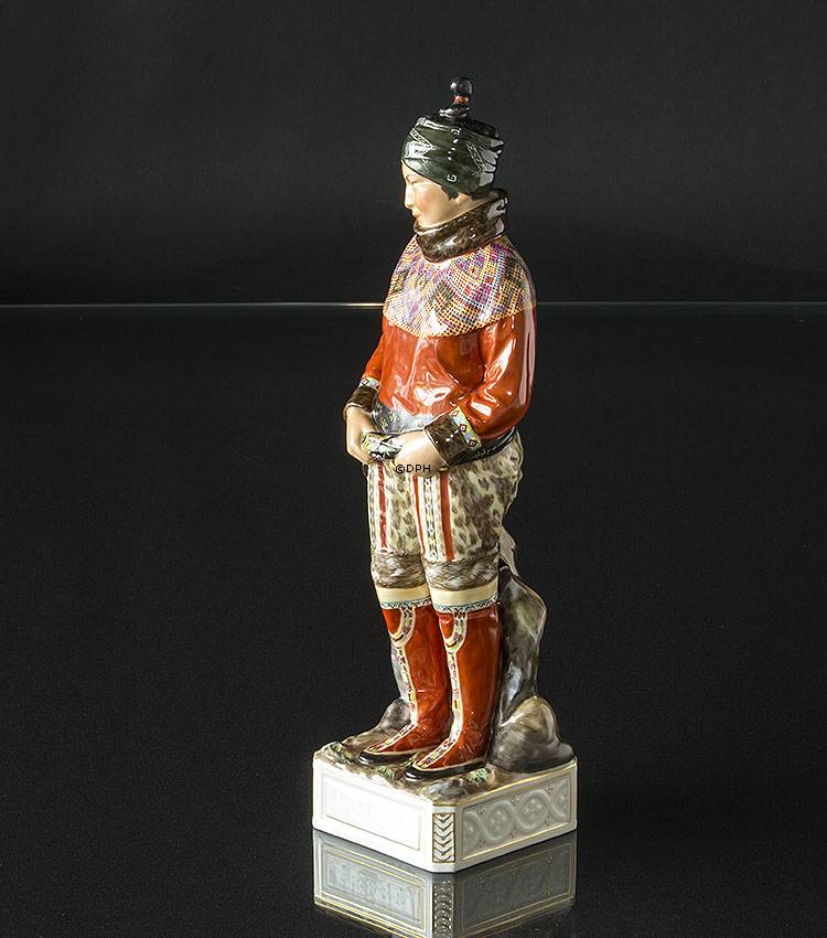 Grønlandsk kvinde, Inuit, overglasur figur, Royal Copenhagen nr. 12224