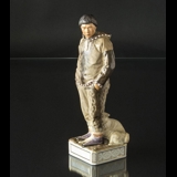 Grønlandsk mand, Inuit, overglasur figur, Royal Copenhagen nr. 12225