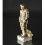 Grønlandsk mand, Inuit, overglasur figur, Royal Copenhagen nr. 12225