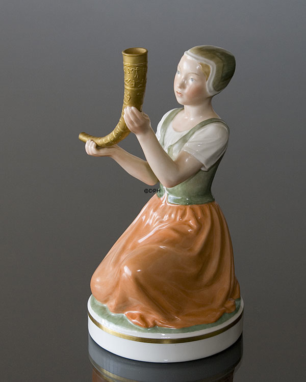 Pige med guldhorn, Royal Copenhagen overglasur figur nr. 12242