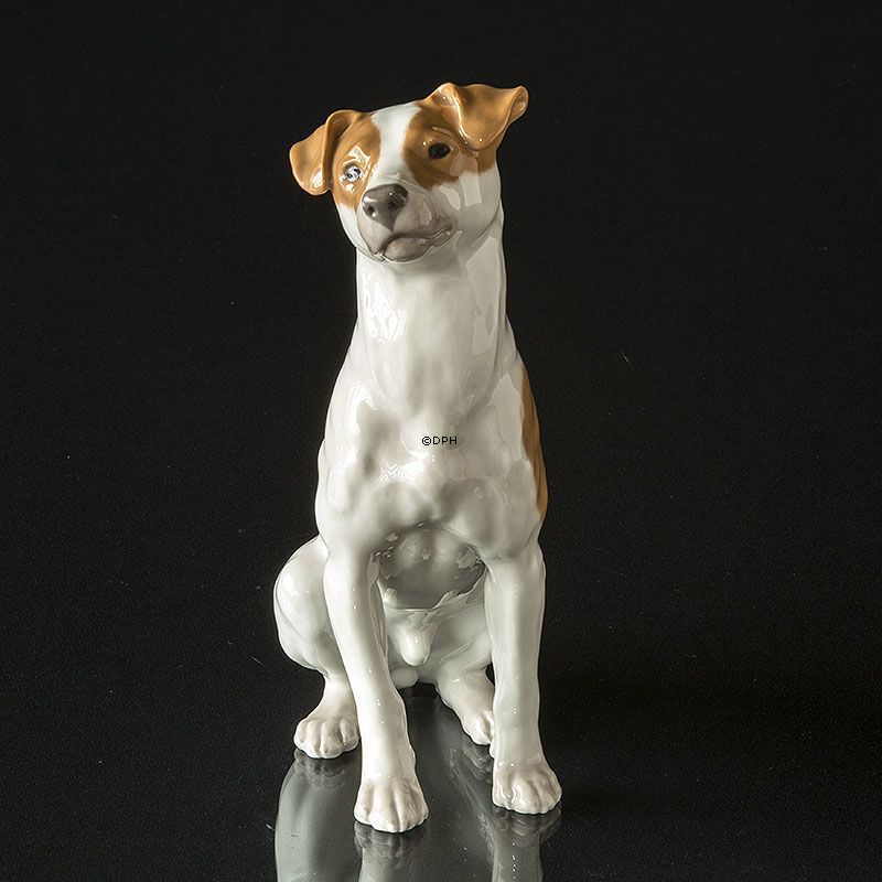 Royal Copenhagen Pointer siddende, brun og hvid (1894-1922) - UNICA