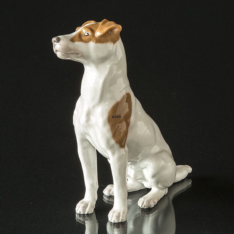 Royal Copenhagen Pointer siddende, brun og hvid (1894-1922) - UNICA