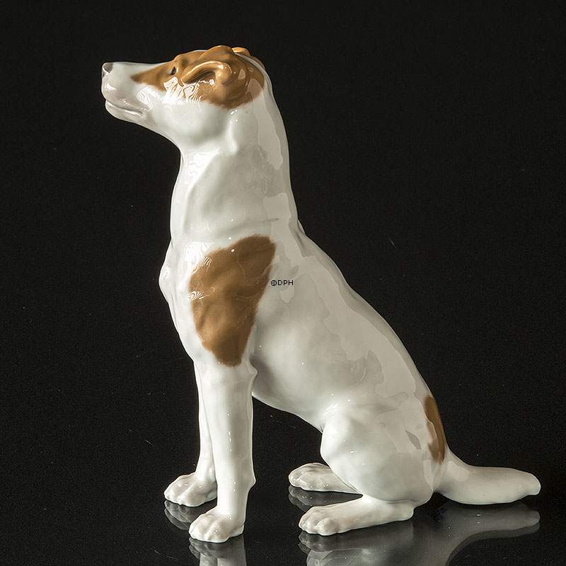 Royal Copenhagen Pointer siddende, brun og hvid (1894-1922) - UNICA