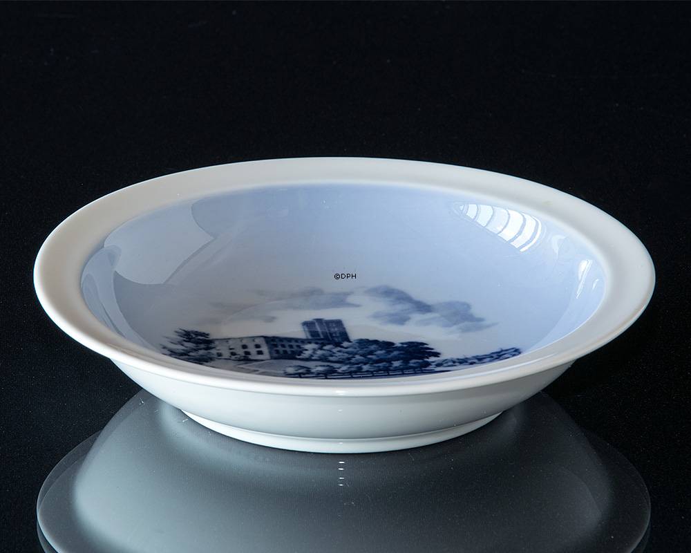 Skål med Koldinghus, blå tegning, Royal Copenhagen nr. 1412