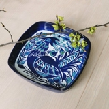 Dish RC BLUE ABSTRACTAshtray with blue abstract pattern, Royal Copenhagen no. 143-2884, 22 cm x 22 cm