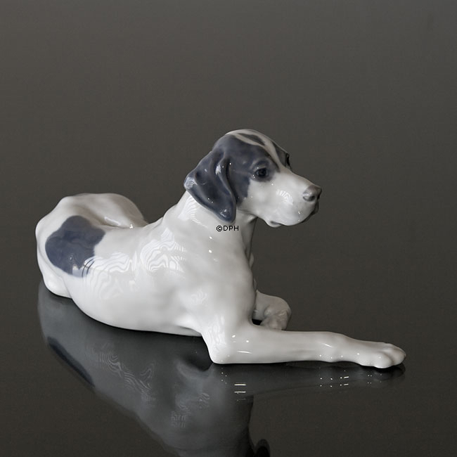 Liggende Pointer, Royal Copenhagen hundefigur nr. 1453-1635