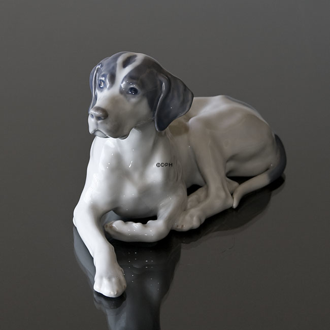 Liggende Pointer, Royal Copenhagen hundefigur nr. 1453-1635