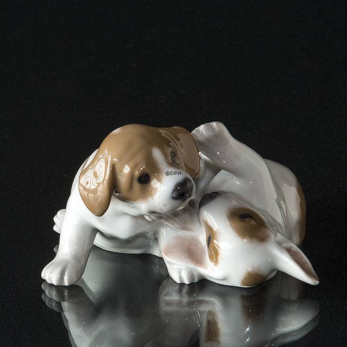 Pointerhvalpe, brune, Royal Copenhagen hundefigur nr. 1453-453