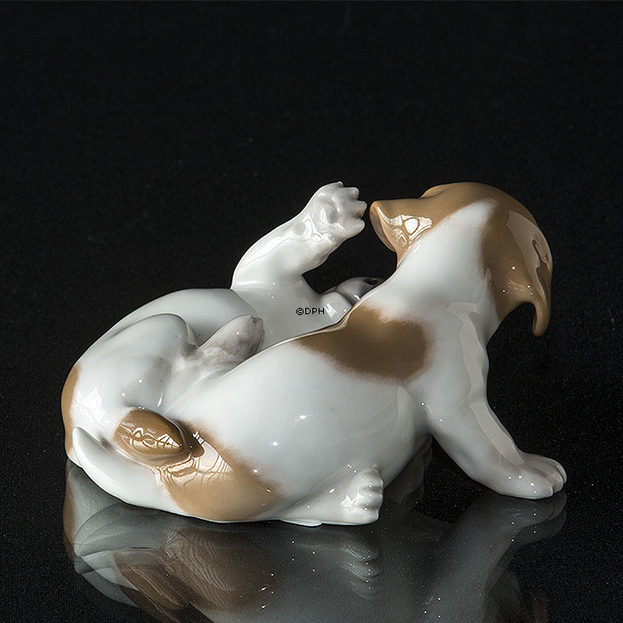 Pointerhvalpe, brune, Royal Copenhagen hundefigur nr. 1453-453