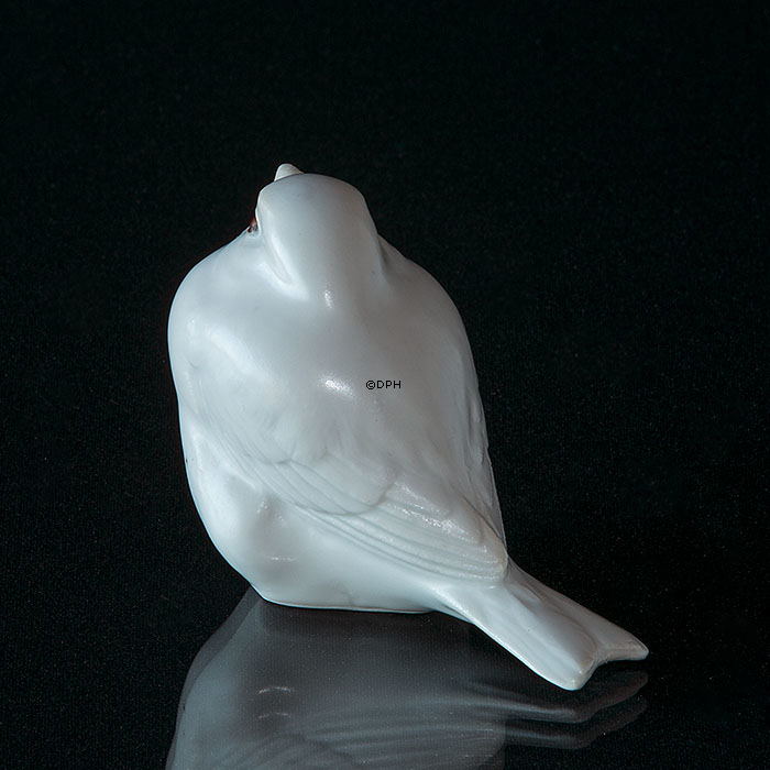 Spurv, Royal Copenhagen fugle figur nr. 1519 - Hvidt stentøj med brune øjne