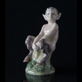 Faun (satyr, Pan) on stump, Royal Copenhagen figurine No. 1738
