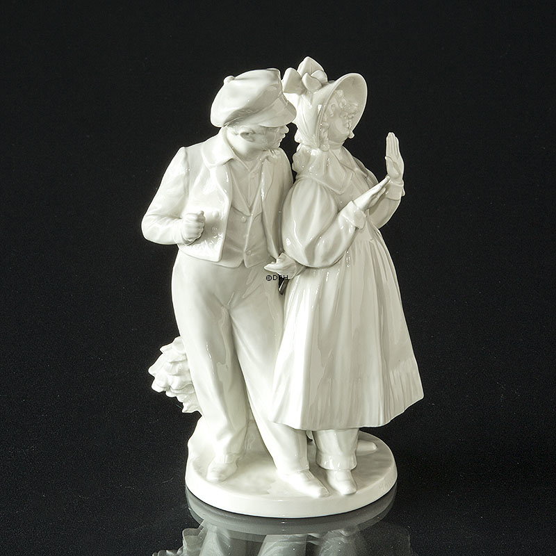 Hans og Trine, Dreng og pige, Royal Copenhagen figur nr. 1783 (UNICA Hvid - Signeret Gunhil Gunnersson 1978)