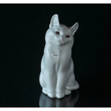 Cat Stoneware White with Brown Eyes, Royal Copenhagen figurine no. 1803