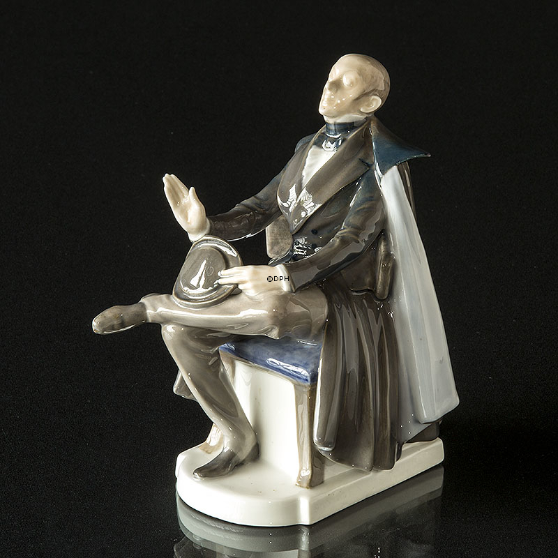 Hans Chr. Andersen figur, siddende med hat Royal Copenhagen figur nr. 1848 (1894-1922)