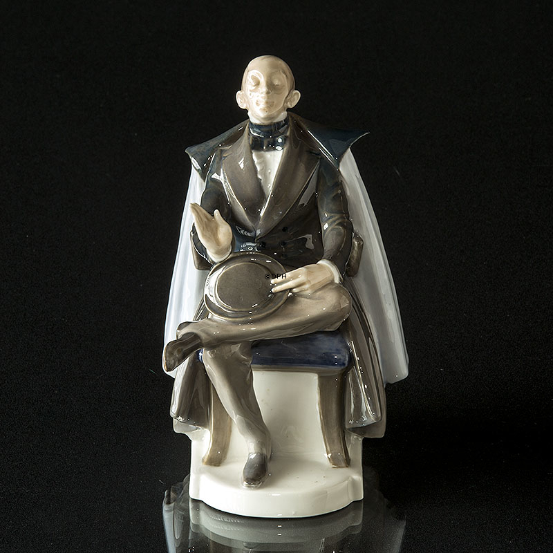 Hans Chr. Andersen figur, siddende med hat Royal Copenhagen figur nr. 1848 (1894-1922)