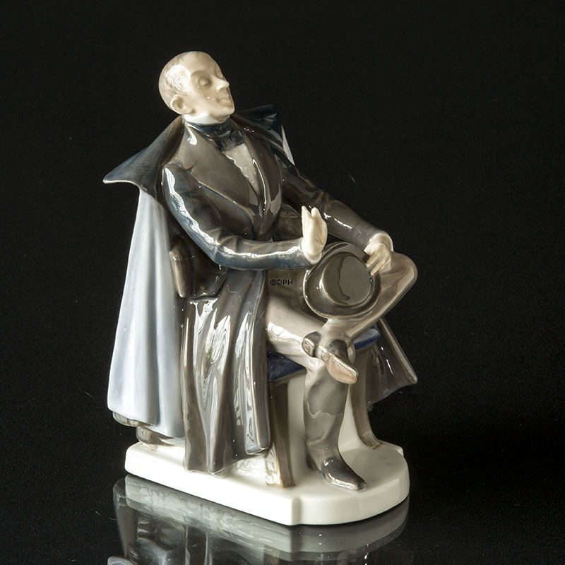 Hans Chr. Andersen figur, siddende med hat Royal Copenhagen figur nr. 1848 (1894-1922)