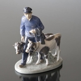 Boy with 2 calves, Royal Copenhagen figurine no. 117 or 1858