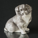 Pekingeser, sort/grå og hvid Royal Copenhagen figur af hund nr. 1860 (1922-1930)