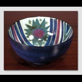 Blue faience bowl signed MJ, Royal Copenhagen No. 187-2196