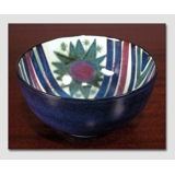 Blue faience bowl signed MJ, Royal Copenhagen No. 187-2196