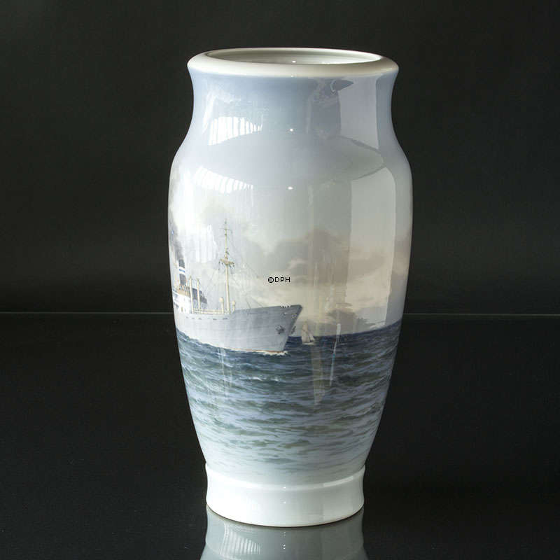 Kæmpe stor Vase med marine motv UNICA (1945), Royal Copenhagen, Malet af Theodor Kjölner