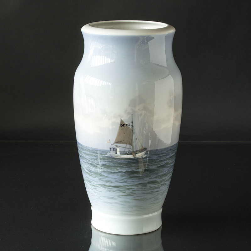 Kæmpe stor Vase med marine motv UNICA (1945), Royal Copenhagen, Malet af Theodor Kjölner