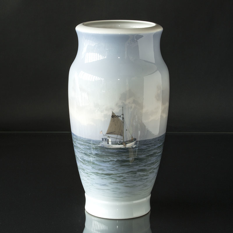 Kæmpe stor Vase med marine motv UNICA (1945), Royal Copenhagen, Malet af Theodor Kjölner