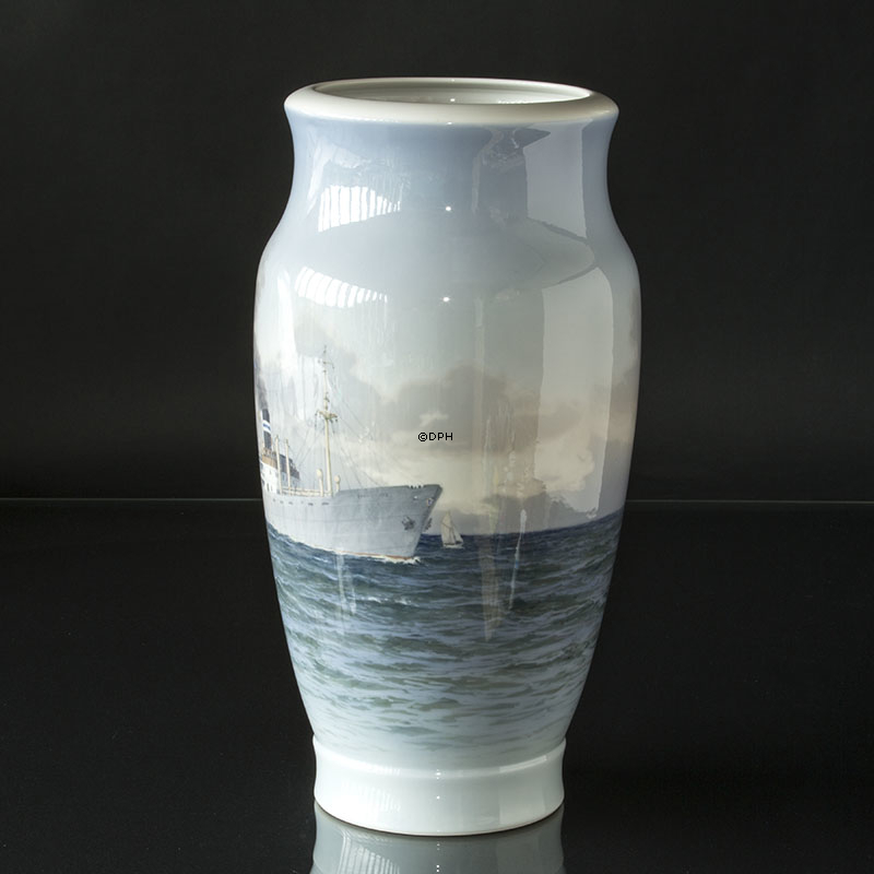 Kæmpe stor Vase med marine motv UNICA (1945), Royal Copenhagen, Malet af Theodor Kjölner