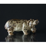 Hippopotamus roaring with mouth wide open, Royal Copenhagen stoneware figurine no. 20239