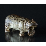 Hippopotamus roaring with mouth wide open, Royal Copenhagen stoneware figurine no. 20239