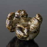 Bear lying down playing and roaring, Royal Copenhagen stoneware figurine No. 20271