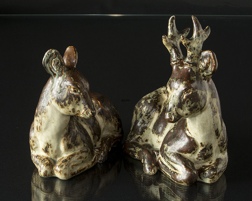 Kronhind, stentøjsfigur, Royal Copenhagen