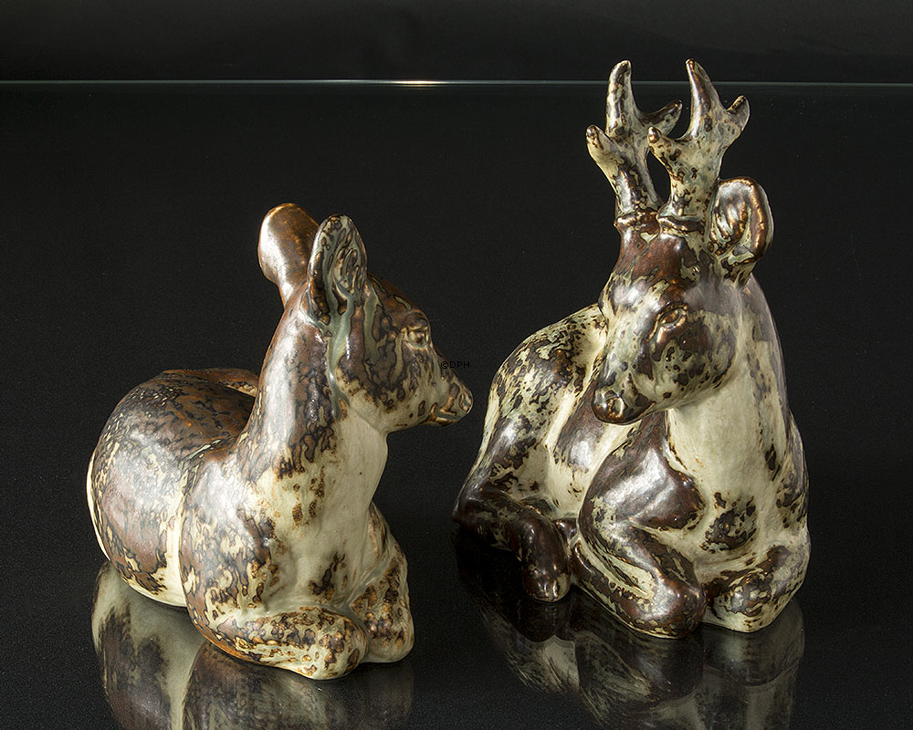 Kronhjort, stentøjsfigur, Royal Copenhagen