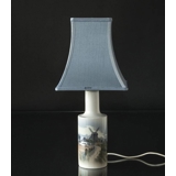Square lampshade height 29 cm, light blue silk fabric