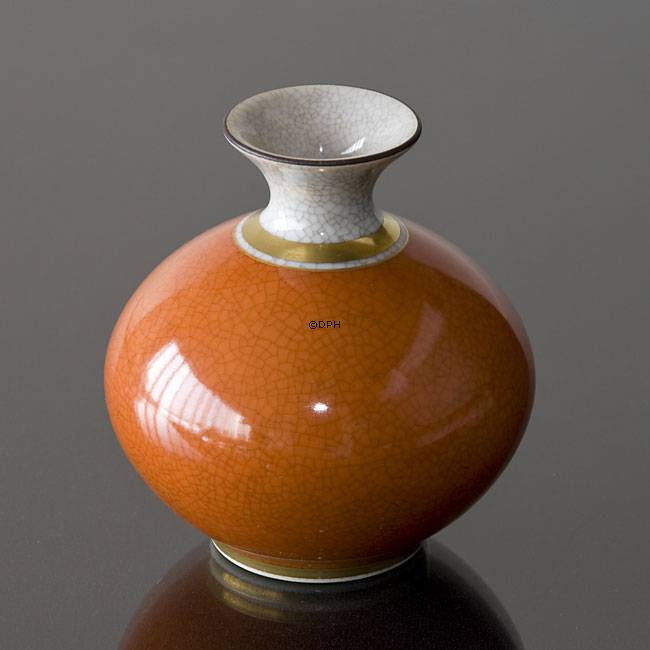 Vase orange, krakeleret 10cm, Royal Copenhagen nr. 212-2353