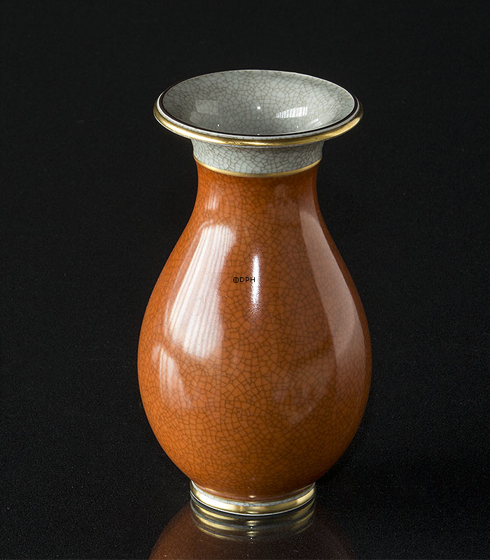 Vase orange, krakeleret 15cm, Royal Copenhagen nr. 212-2526