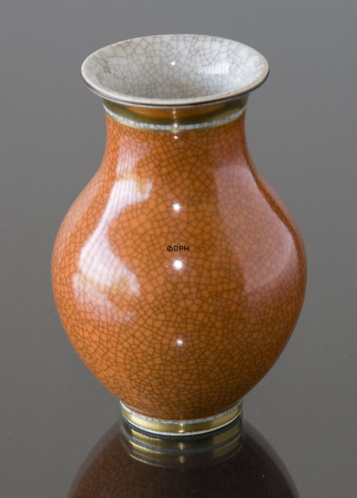 Orange krakkeleret vase 11cm, Royal Copenhagen nr. 212-2736