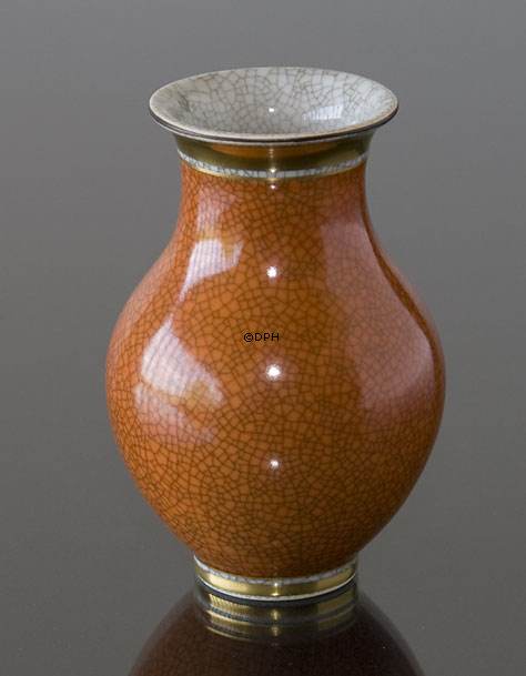 Orange krakkeleret vase 11cm, Royal Copenhagen nr. 212-2736
