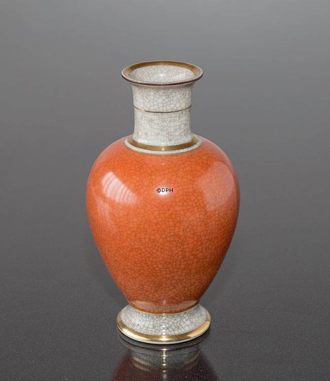 Vase orange, krakeleret 18cm, Royal Copenhagen nr. 212-3032